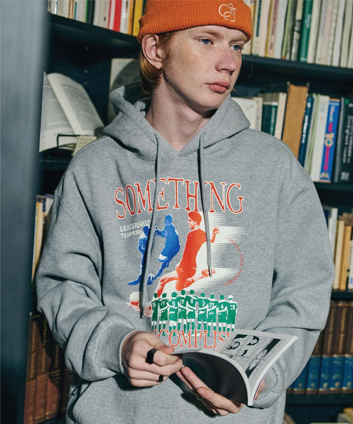 MUSINSA | CPGN STUDIO [Fleece lined] Team WORK hoodie gray