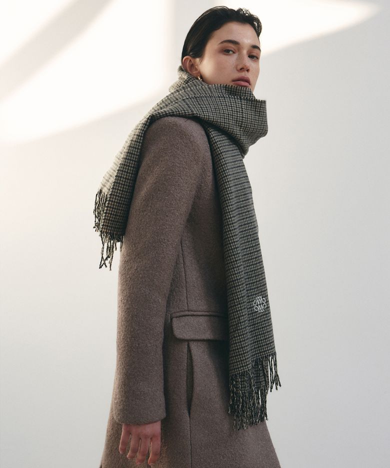 NICOLE MILD CHECK MUFFLER_KHAKI