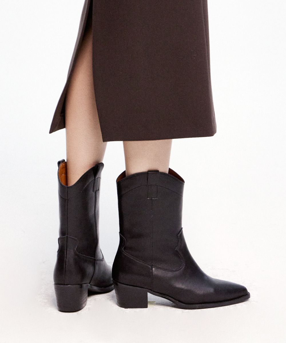 ◆KOMOREBI MUSEUM◆ Suede wide middle boots natural leather MUSINSA | KOMOREBI MUSEUM KM012M Cow Leather Western Suede