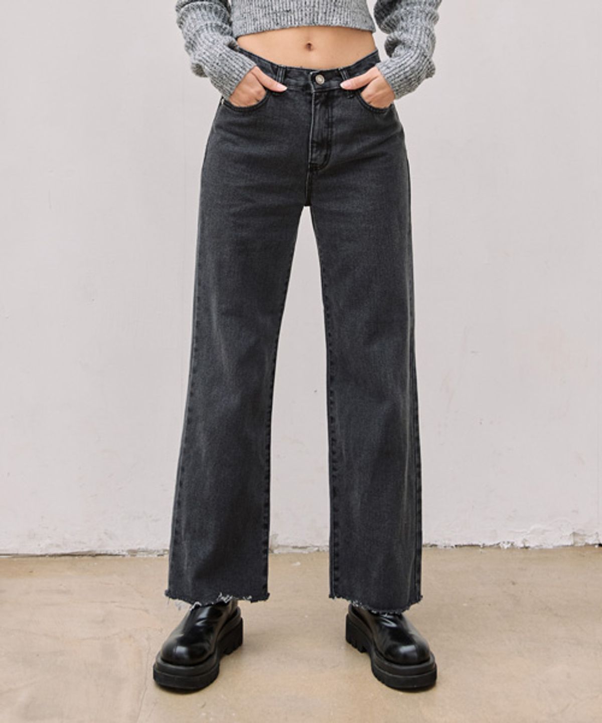 헤인트(HAINT) [기모안감] LIBERTY STRAIGHT DENIM PANTS_Black