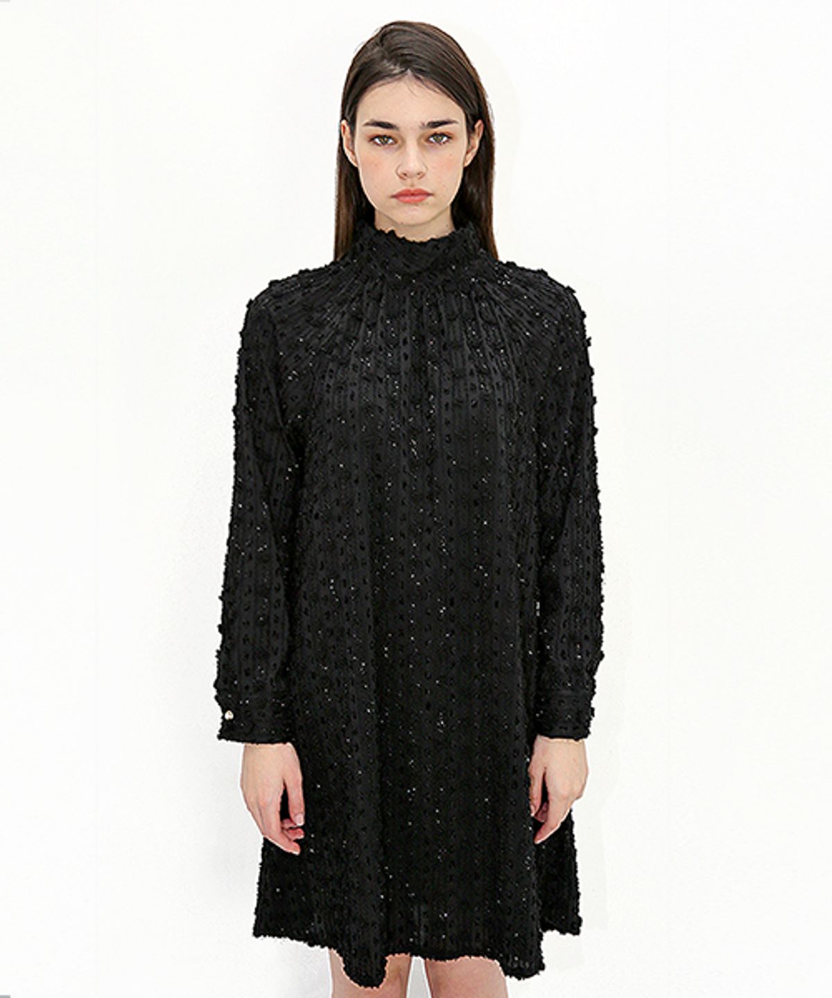 데미지니모닉(DAMAGE MNEMONIC) 터틀넥 글리터 블랙 원피스_Turtleneck Glitter Black OP
