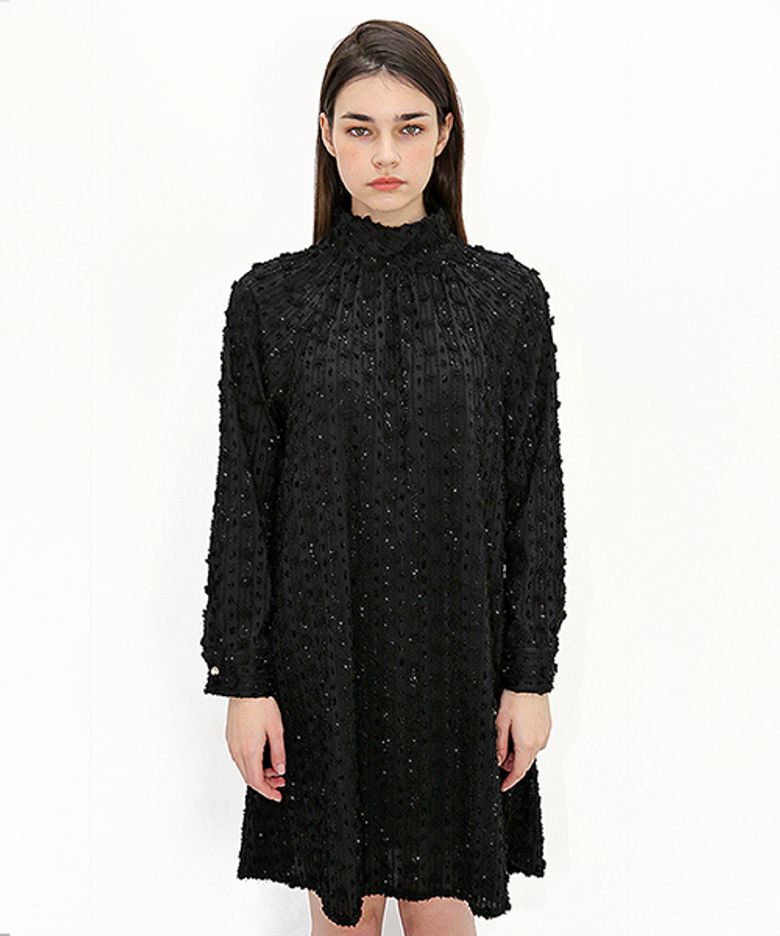 터틀넥 글리터 블랙 원피스_Turtleneck Glitter Black OP