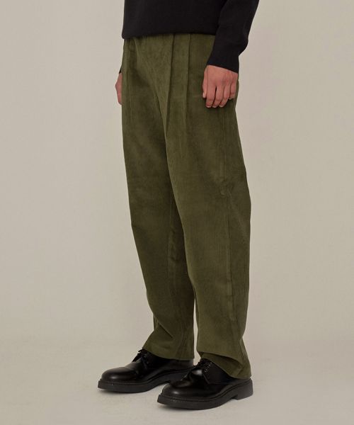이즈(EASE) CORDUROY HALF BANDING PANTS [OVERSIZE FIT]_KHAKI