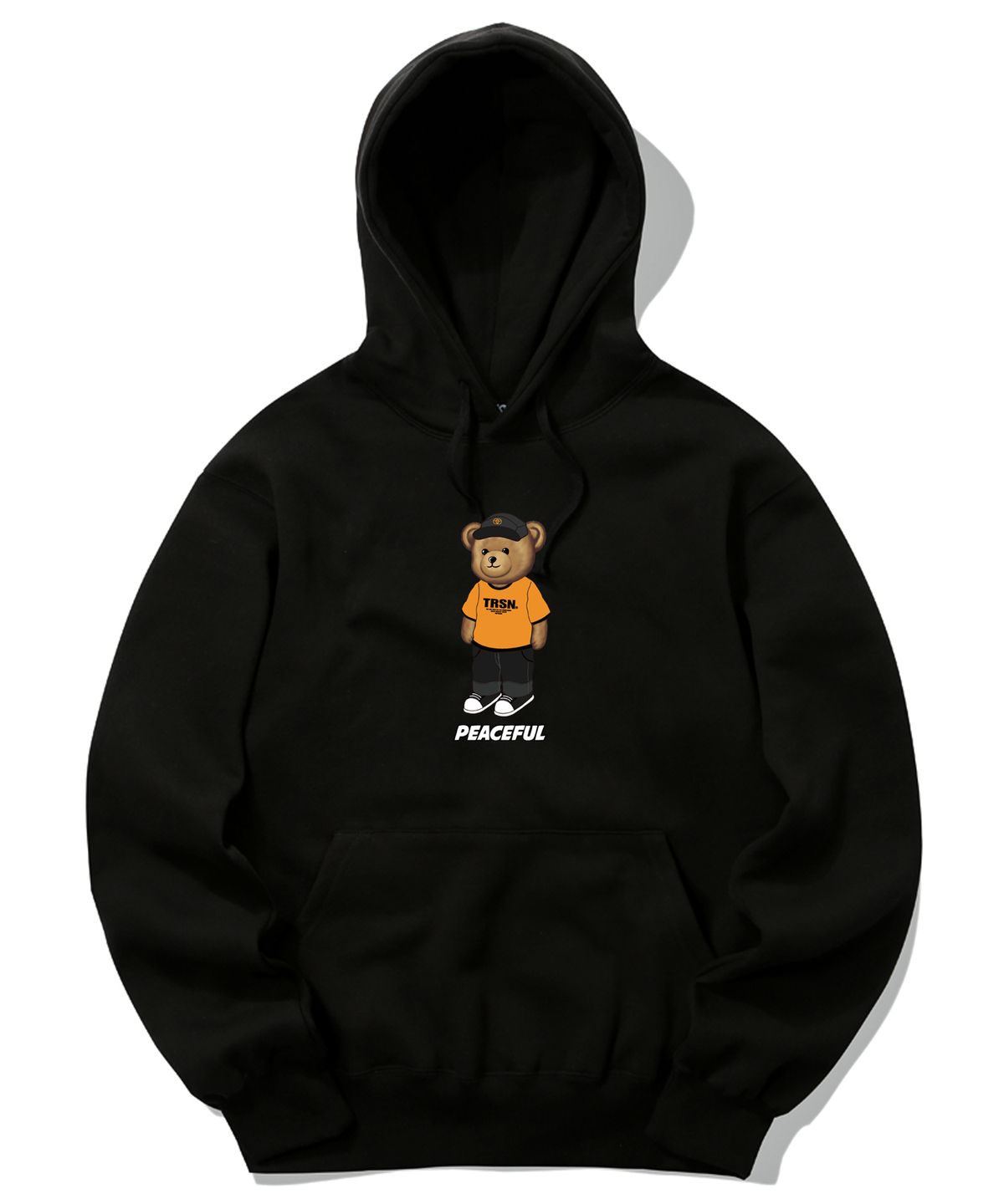 트립션(TRIPSHION) ORANGE BEAR GRAPHIC 후드티 - 블랙