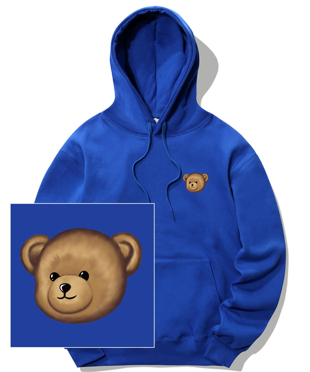 트립션(TRIPSHION) SMALL BEAR FACE LOGO 후드티 - 블루