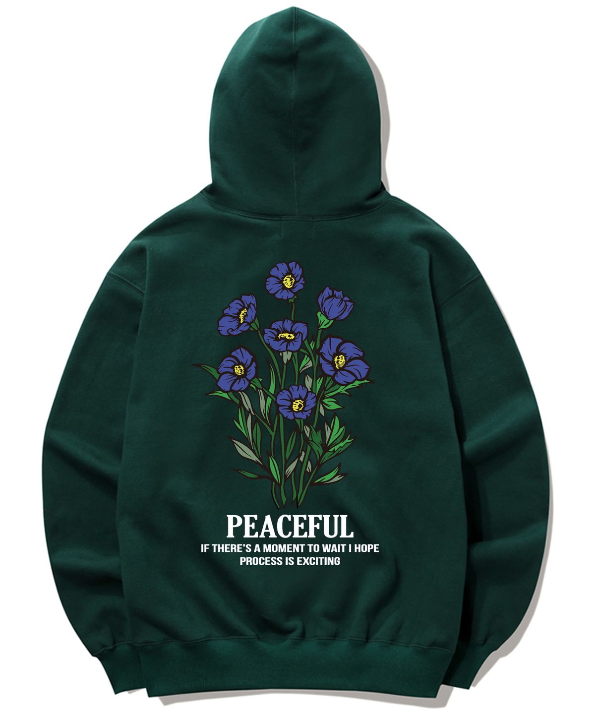 트립션(TRIPSHION) BLUE FLOWER BUNDLE GRAPHIC 후드티 - 그린