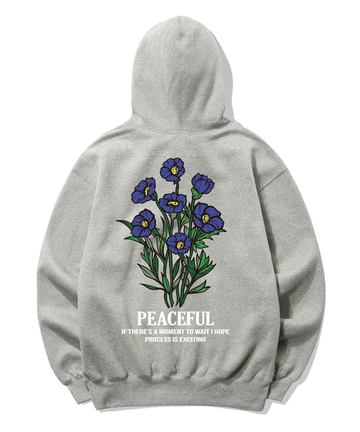 트립션(TRIPSHION) BLUE FLOWER BUNDLE GRAPHIC 후드티 - 그레이