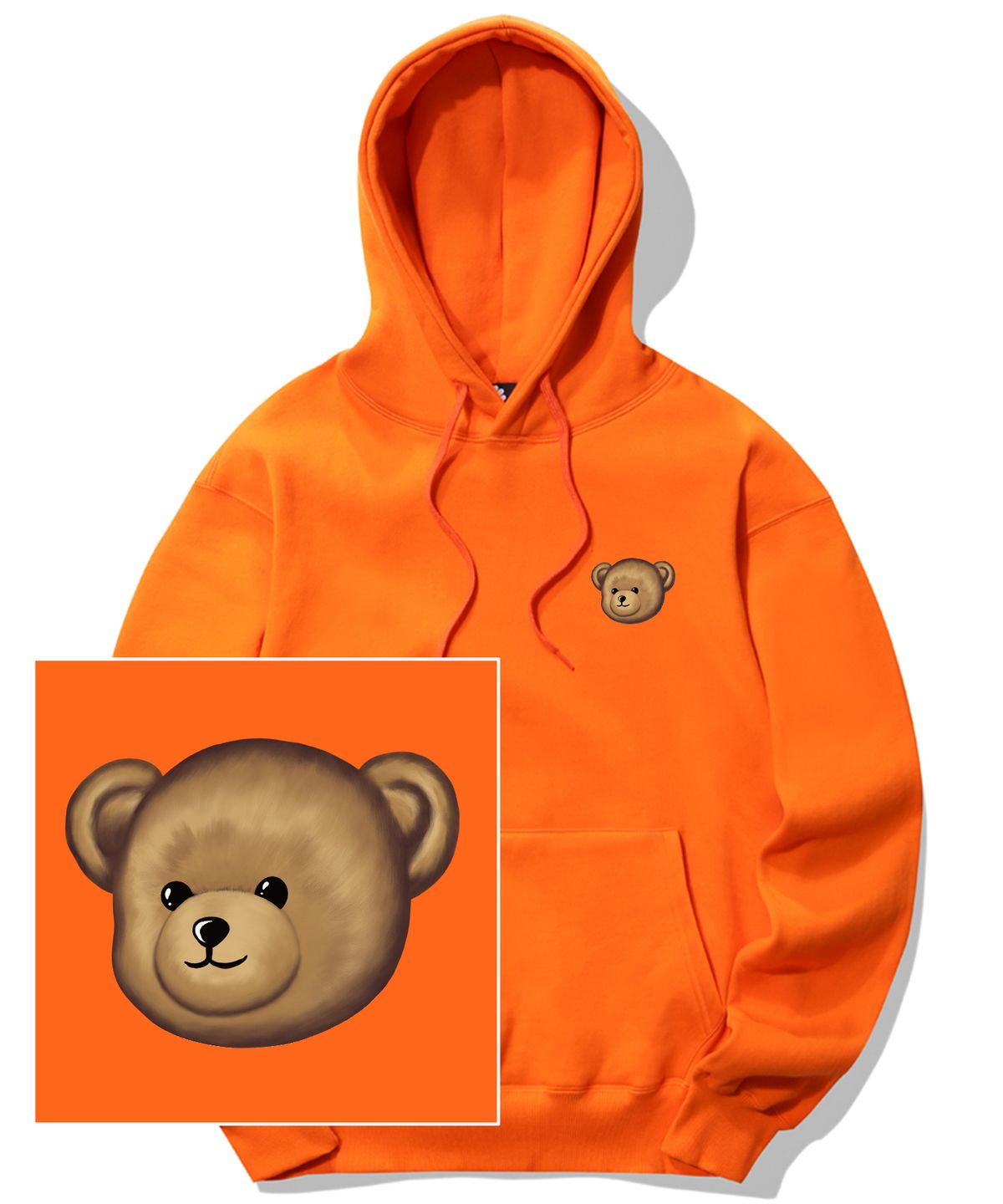 트립션(TRIPSHION) SMALL BEAR FACE LOGO 후드티 - 오렌지