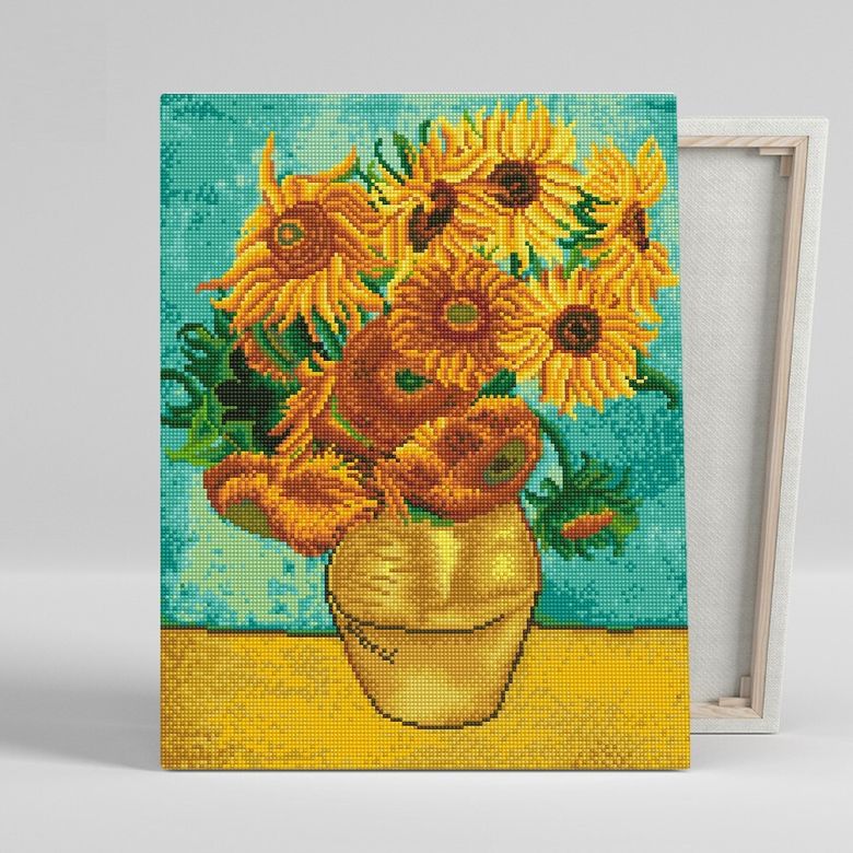 DIY캔버스형 보석십자수 40x50cm 고흐-해바라기화병