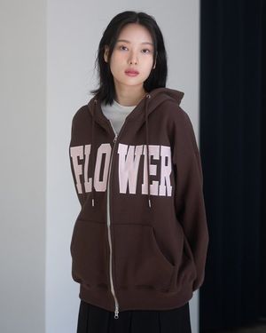FLOWER ZIP UP HOOD(BROWN)
