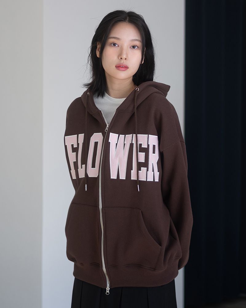 MUSINSA公式 | HAVISM FLOWER ZIP UP hoodie(BROWN)