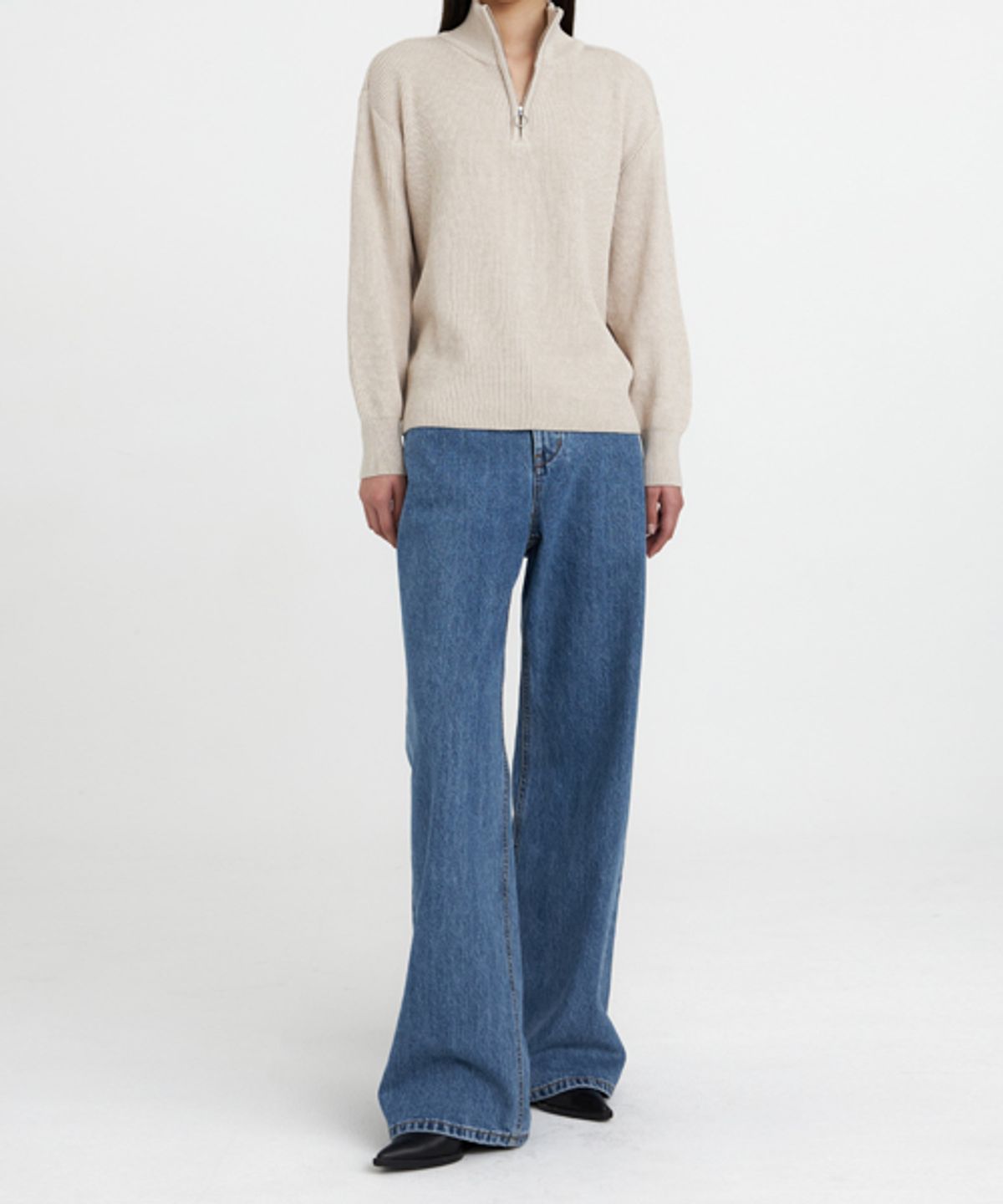 유스(YOUTH) Womens Oversized Half-zip Knit