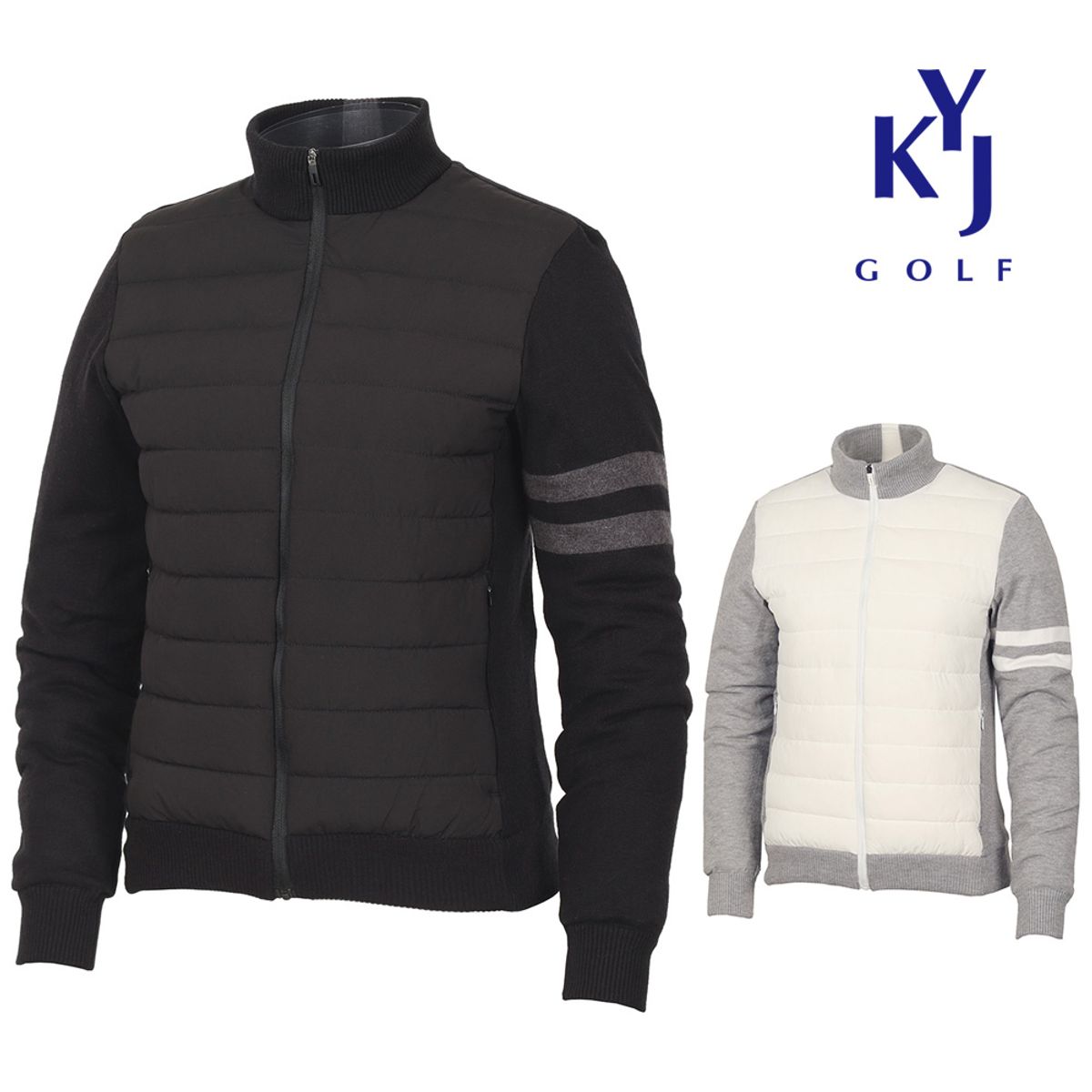 김영주 골프(KIM YOUNG JOO GOLF) 겨울 여성 방풍 니트 하이넥 패딩 점퍼 KMWLJP07