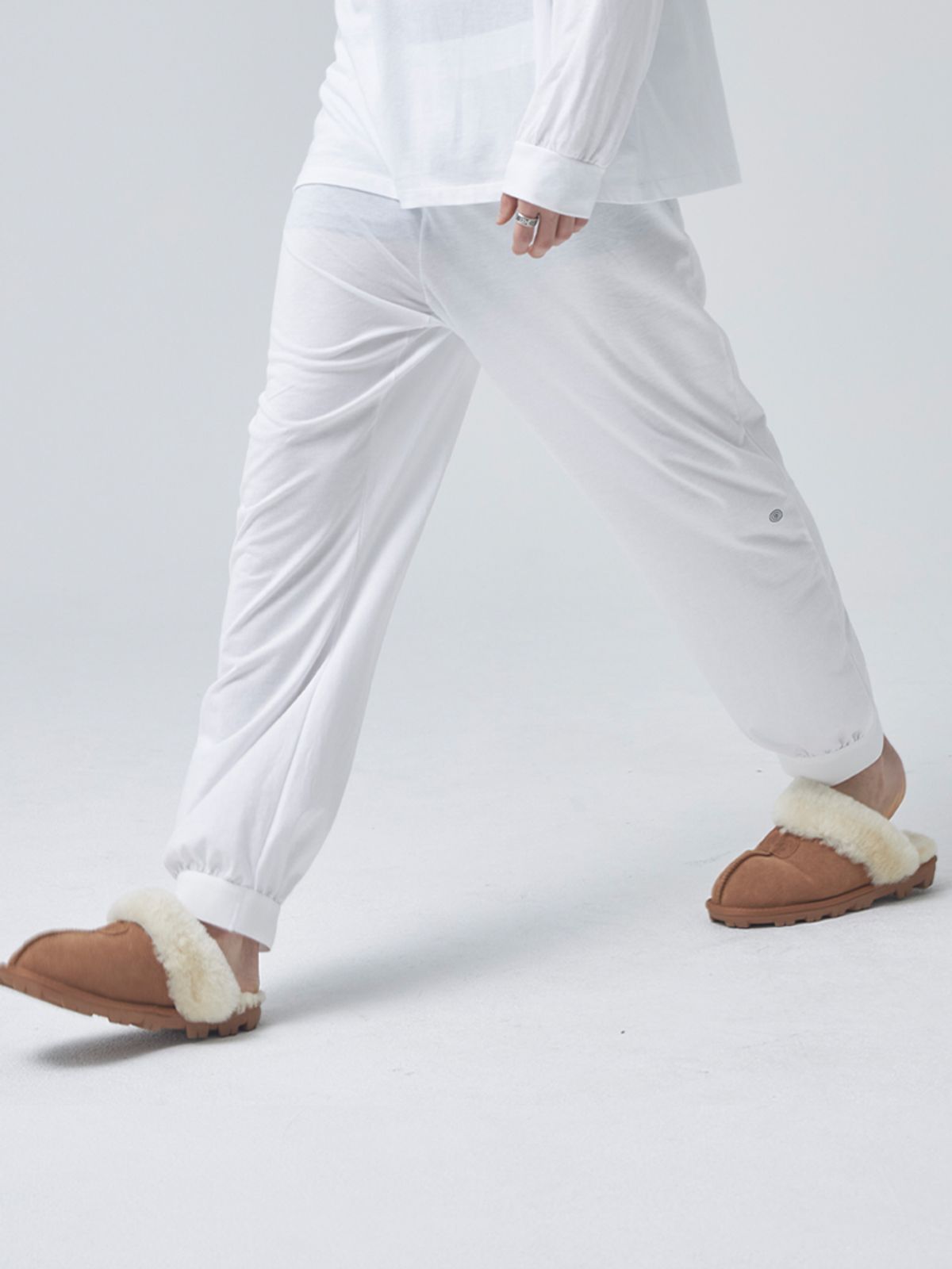 고저(GOZER) UNDER WOOL-BAND THERMAL PANTS_WHITE