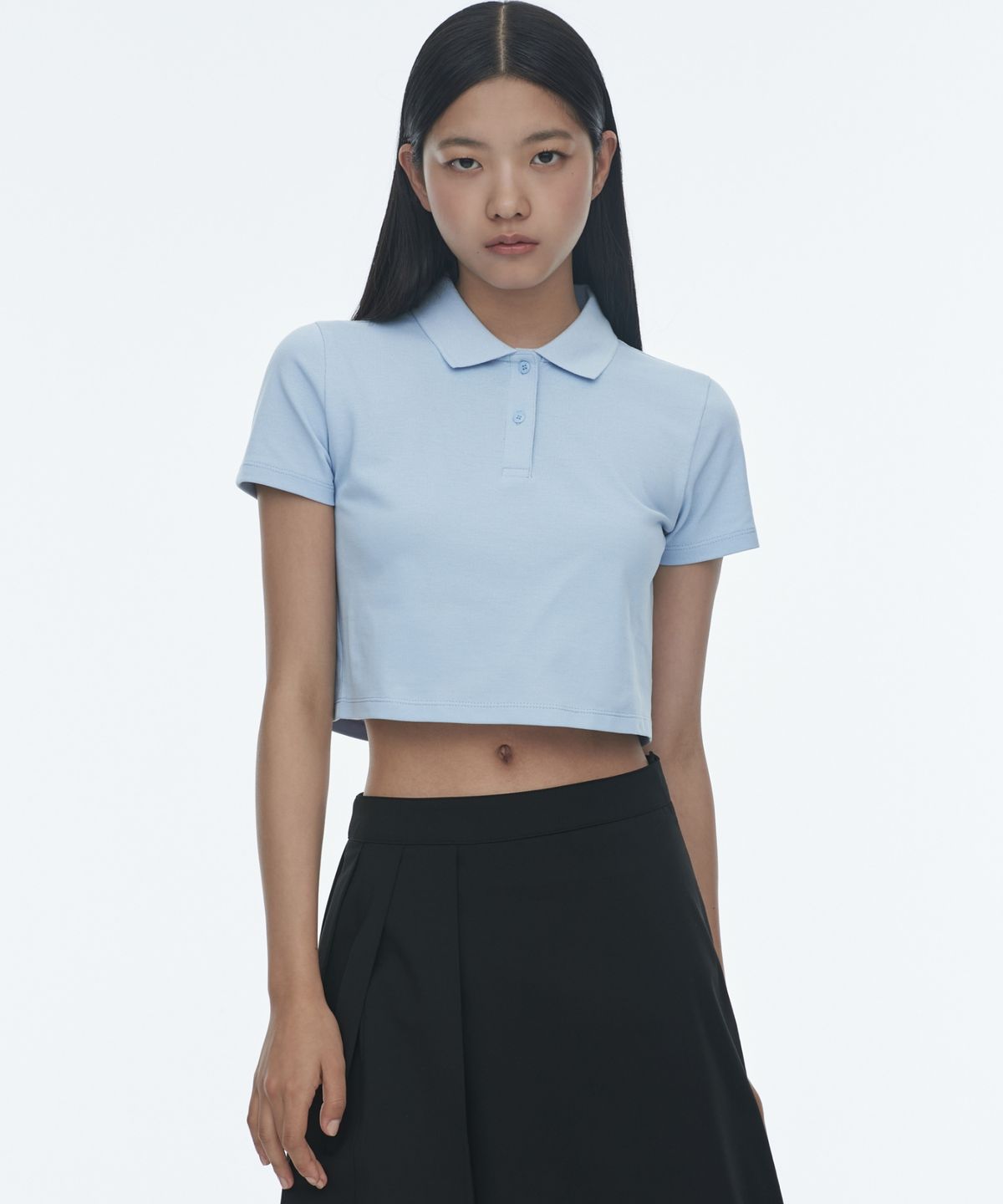 무신사 스탠다드 우먼(MUSINSA STANDARD WOMAN) [쿨탠다드] 우먼즈 크롭 피케 폴로 셔츠 [파스텔 블루]