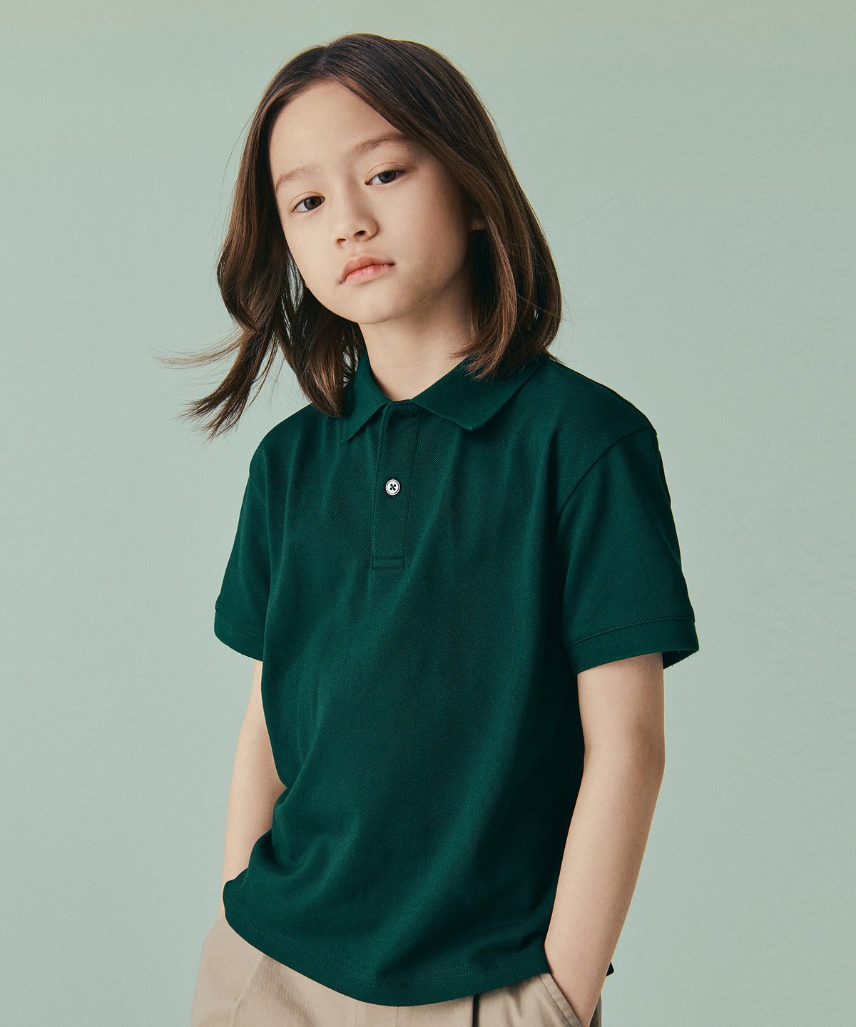 무신사 스탠다드 키즈(MUSINSA STANDARD KIDS) [쿨탠다드] 피케 폴로 셔츠 [그린]