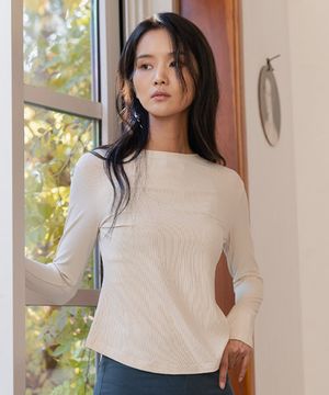 여성요가복 베이직 골지 슬림 티셔츠 3TT2321