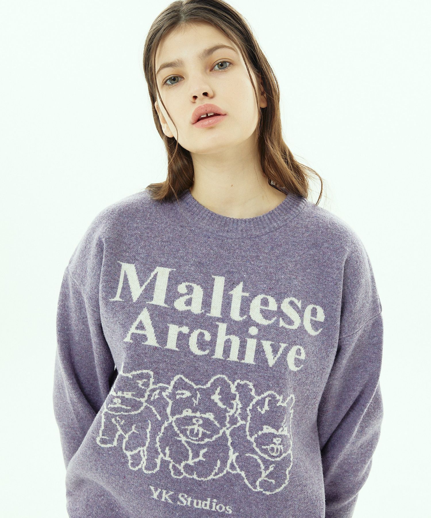 さらに100円引き◆Wai Kei◆Maltese archive line graphics knit MUSINSA | WAI KEI Maltese Archive Line Graphic Knit Purple
