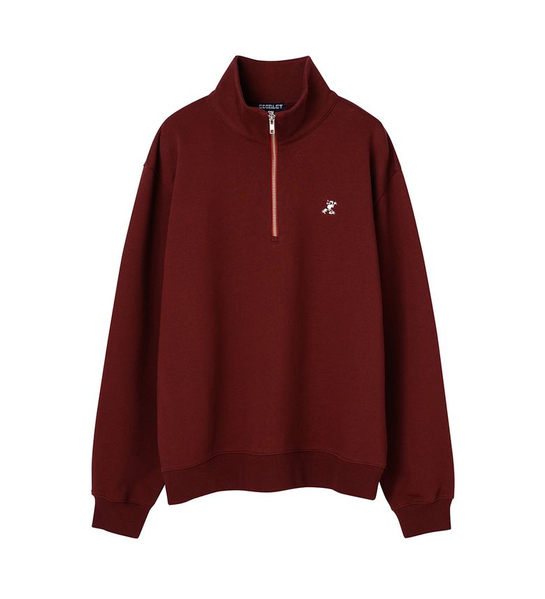미니 에디 로고자수 반짚업 SWEAT SHIRT - BURGUNDY-