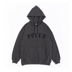 STATE APPLIQUE HOOD CHARCOAL GRAY