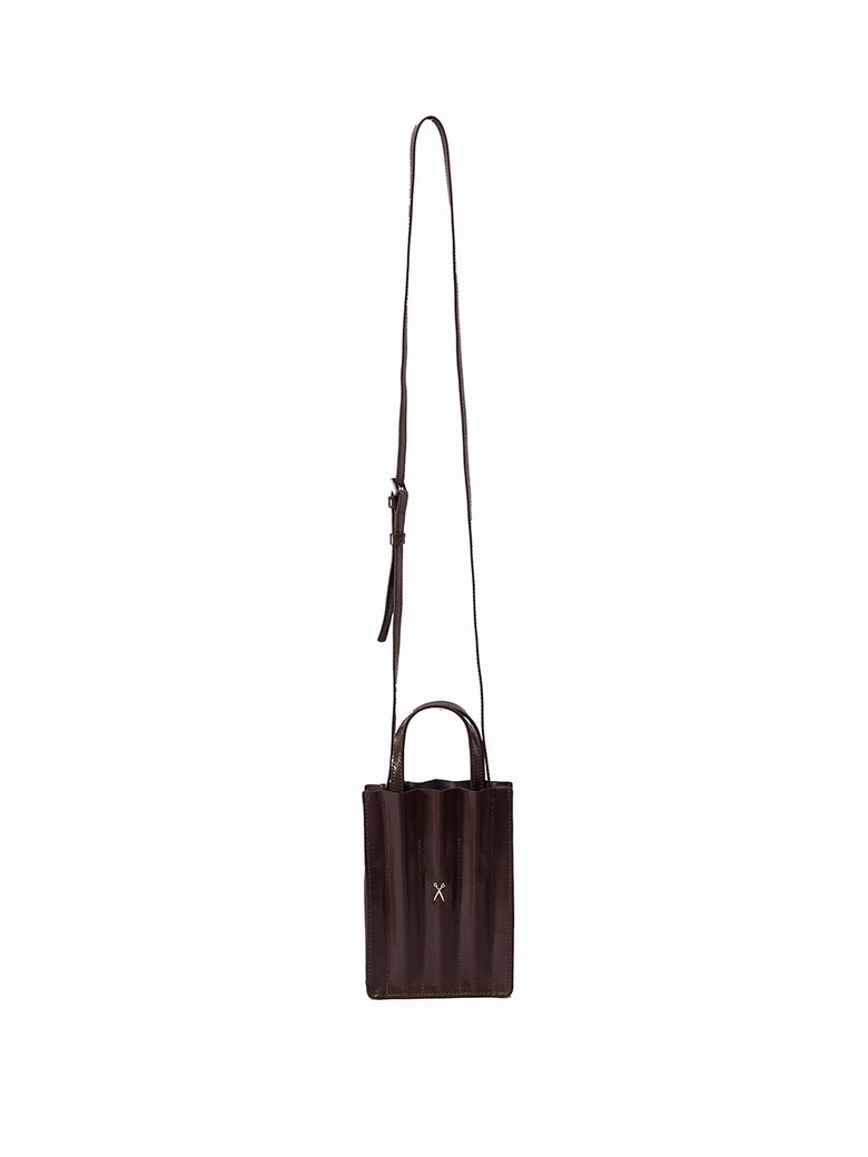 Lucky Pleats Phone Bag Dark Oak