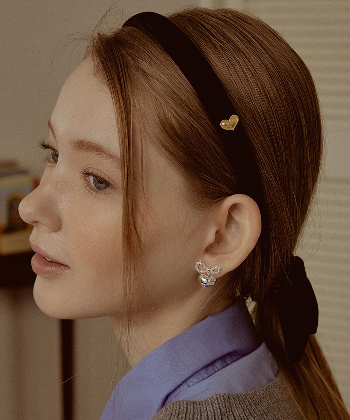타티아나(TATIANA) Eileen Velvet Heart Hair band HB2221