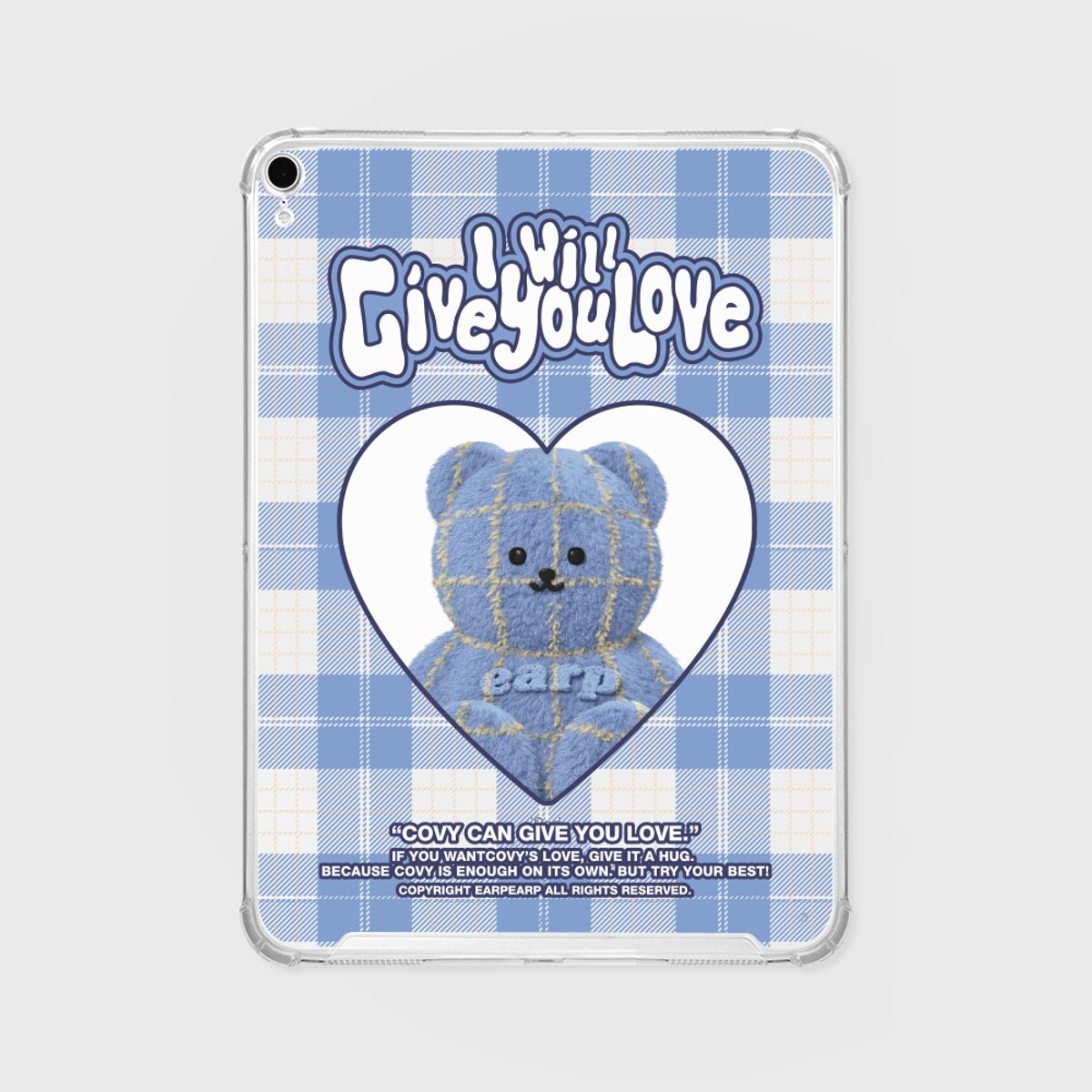 어프어프(EARPEARP) CHECK PATTERN LOVE BLUE FACO(아이패드-클리어하드)