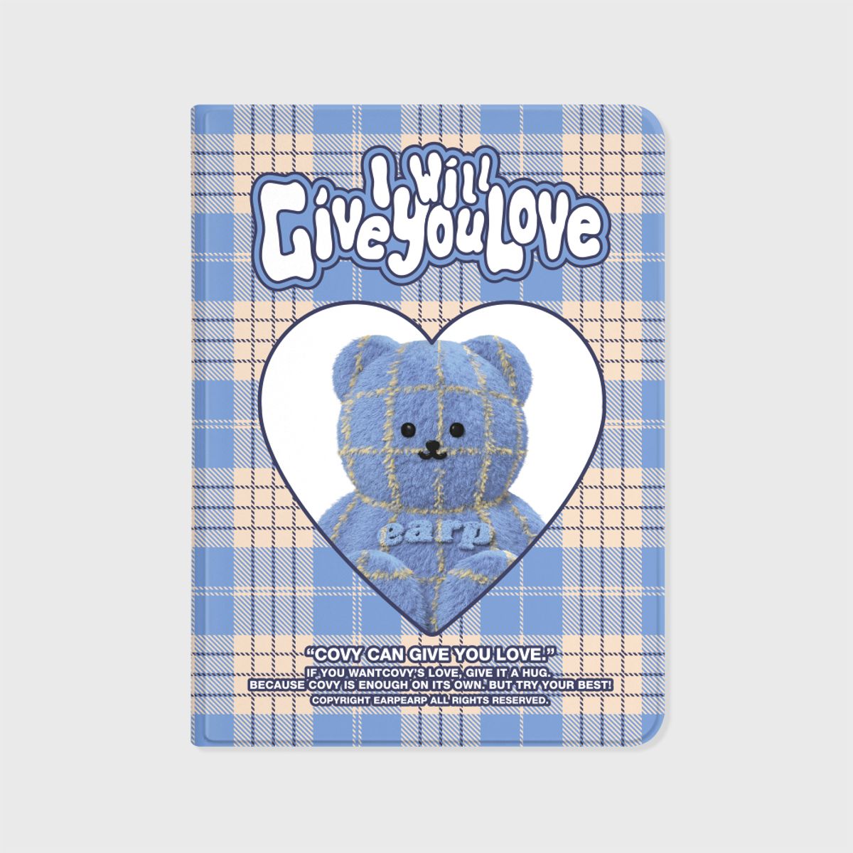 어프어프(EARPEARP) CHECK PATTERN LOVE BLUE FACO(아이패드-커버)
