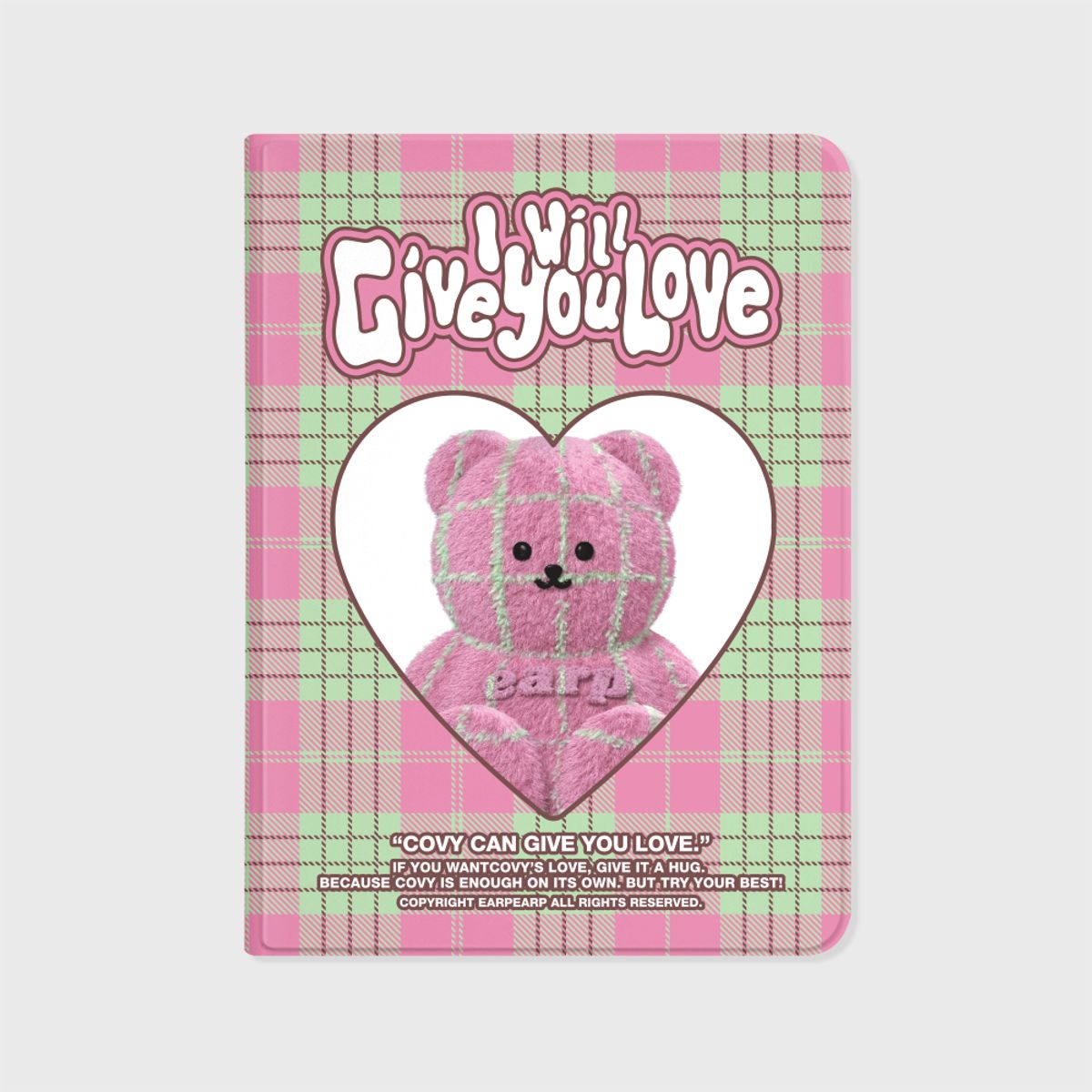 어프어프(EARPEARP) CHECK PATTERN LOVE PINK FACO(아이패드-커버)