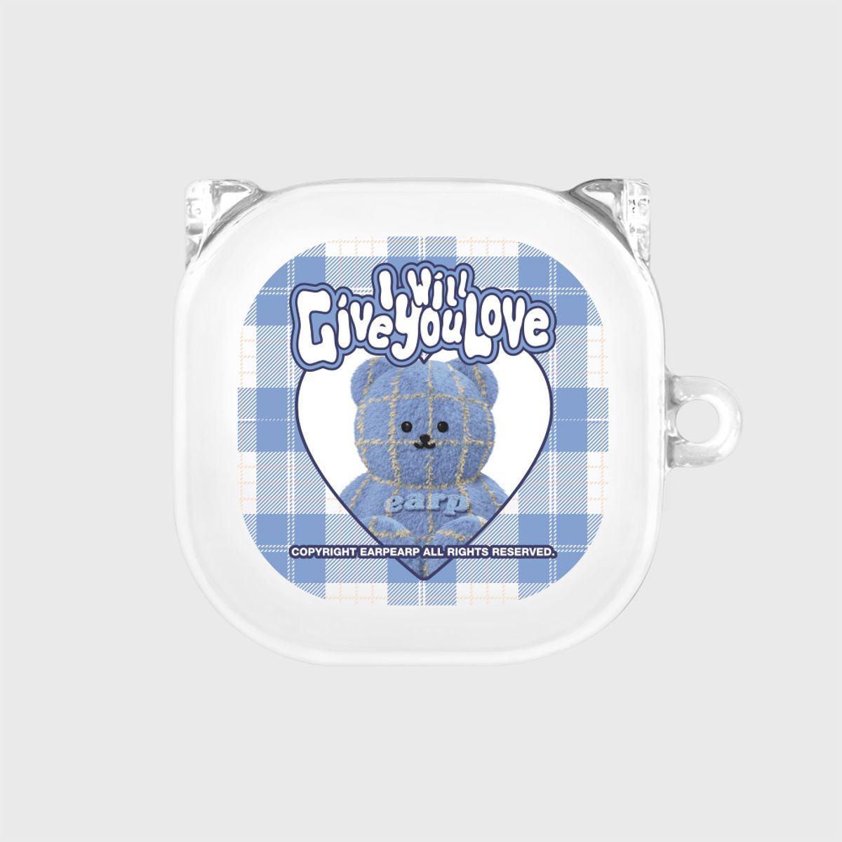 어프어프(EARPEARP) CHECK PATTERN LOVE BLUE FACO(버즈-클리어하드)