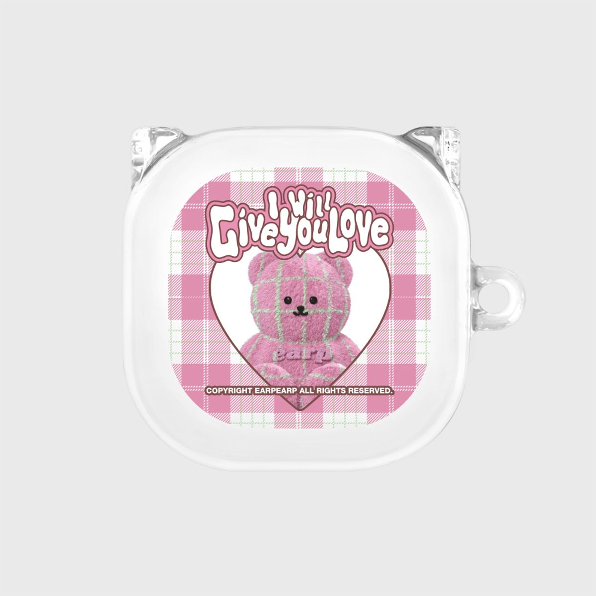 어프어프(EARPEARP) CHECK PATTERN LOVE PINK FACO(버즈-클리어하드)