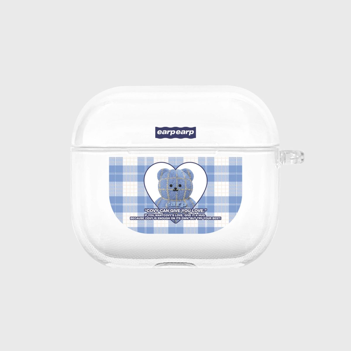 어프어프(EARPEARP) CHECK PATTERN LOVE BLUE FACO(에어팟3-클리어하드)