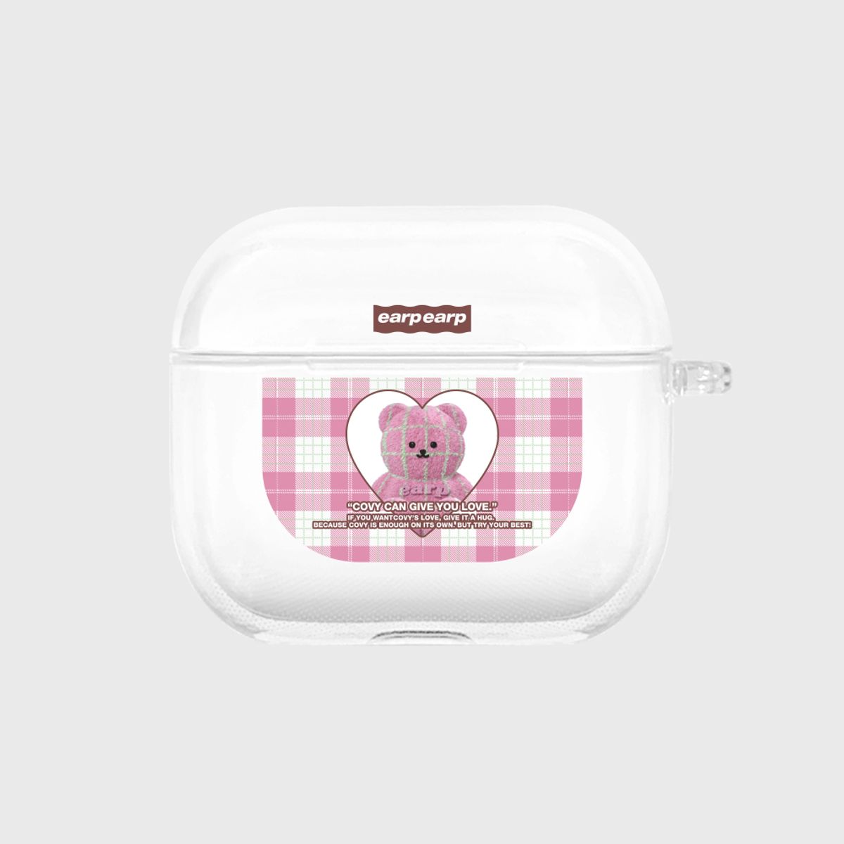 어프어프(EARPEARP) CHECK PATTERN LOVE PINK FACO(에어팟3-클리어하드)