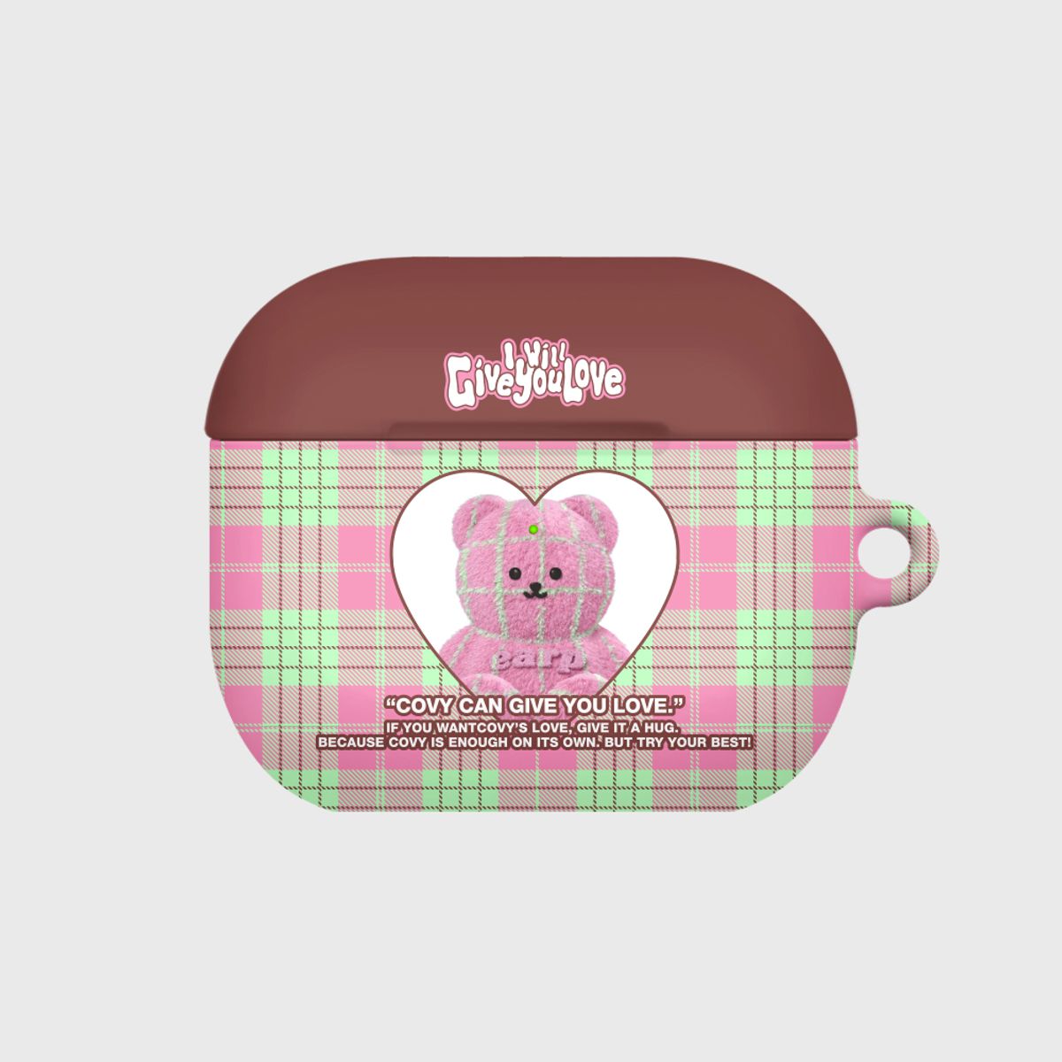 어프어프(EARPEARP) CHECK PATTERN LOVE PINK FACO(에어팟3-하드)
