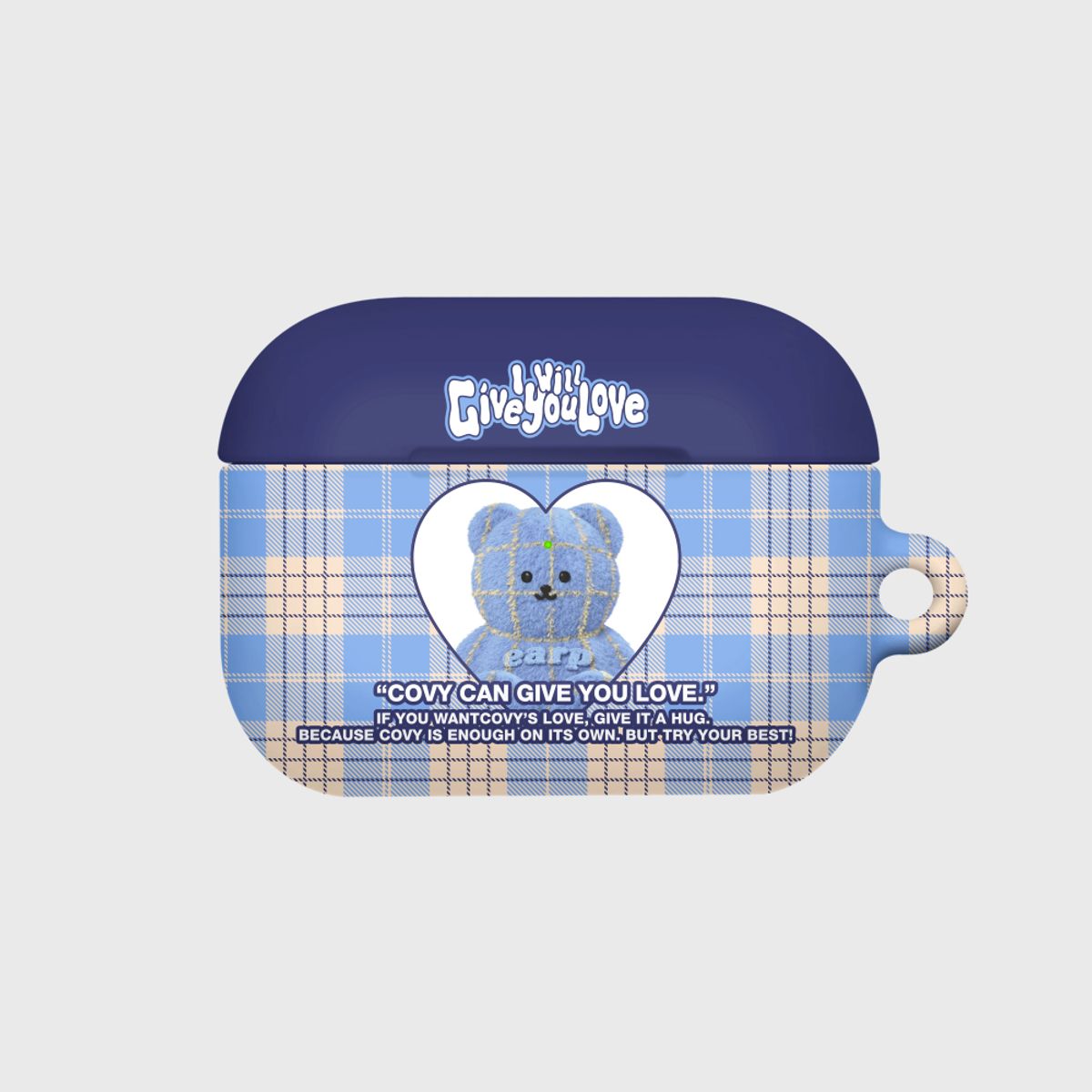 어프어프(EARPEARP) CHECK PATTERN LOVE BLUE FACO(에어팟프로-하드)