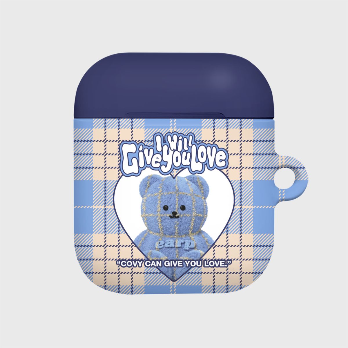 어프어프(EARPEARP) CHECK PATTERN LOVE BLUE FACO(에어팟-하드)