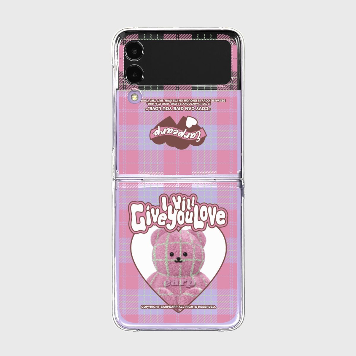 어프어프(EARPEARP) CHECK PATTERN LOVE PINK FACO(Z플립-클리어하드)