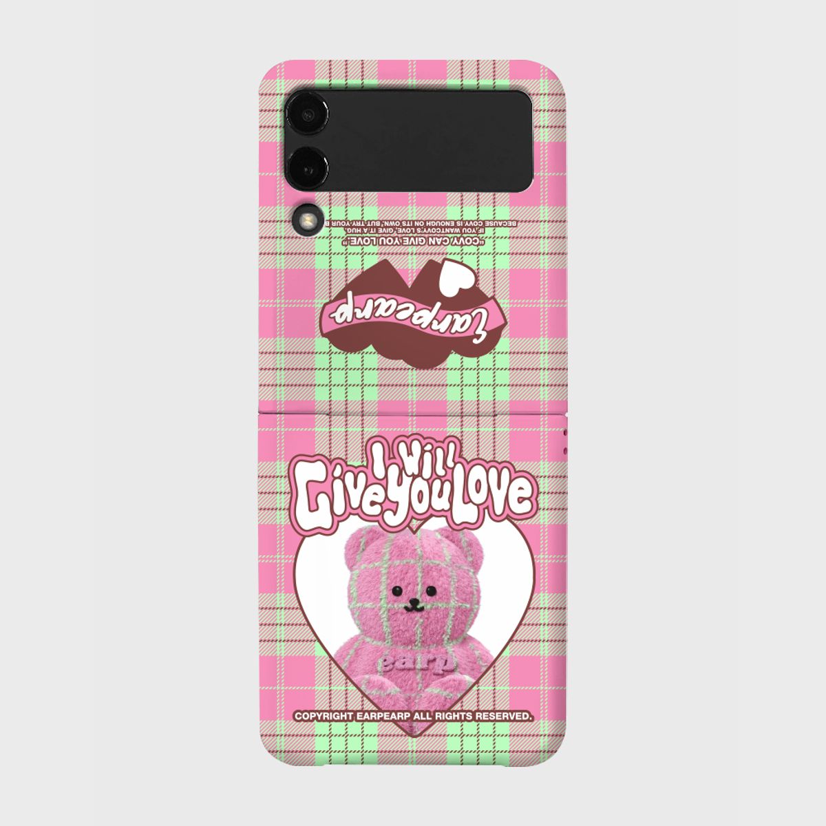 어프어프(EARPEARP) CHECK PATTERN LOVE PINK FACO(Z플립-하드)