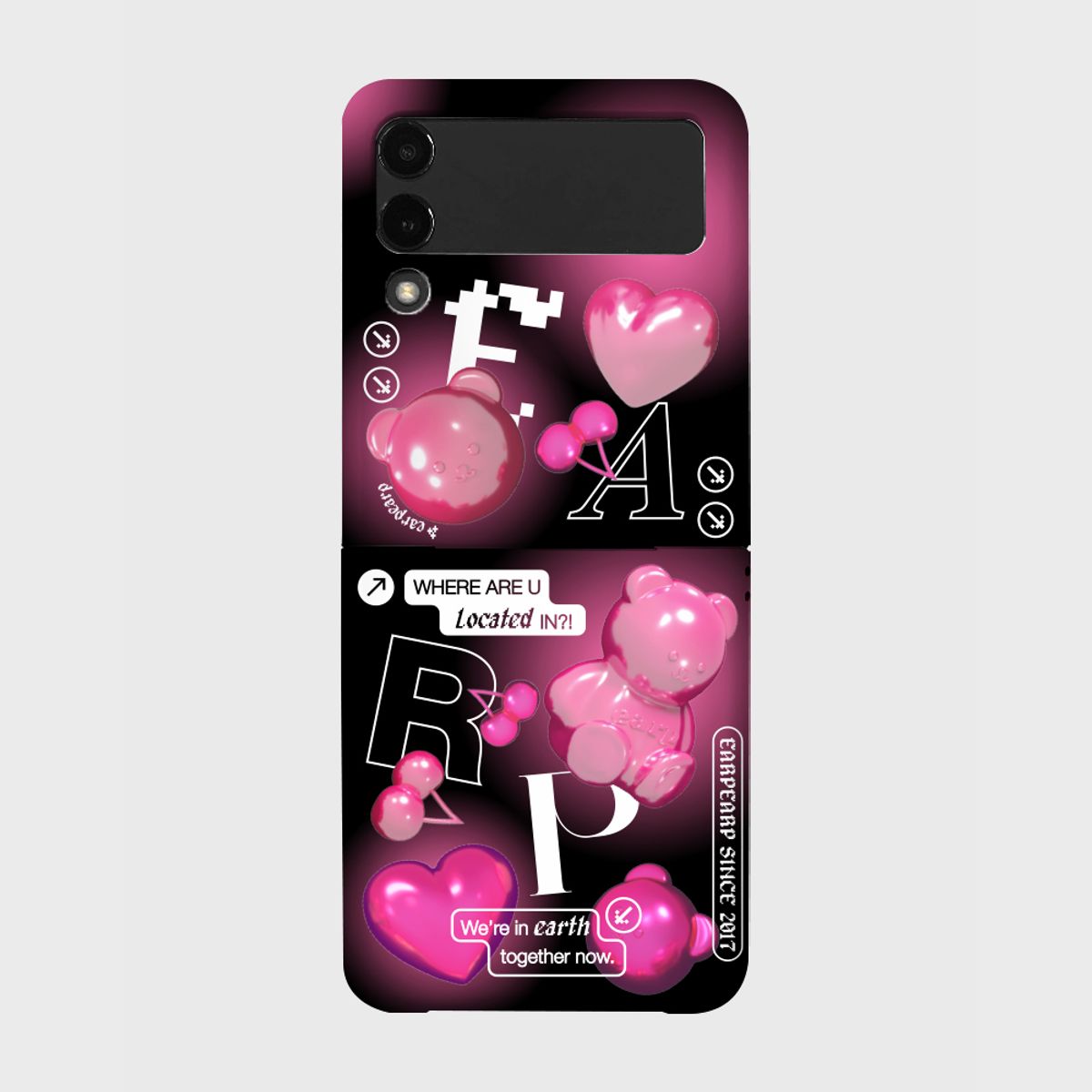 어프어프(EARPEARP) HOLOGRAM PINK FACO WORLD-BLACK(Z플립-하드)