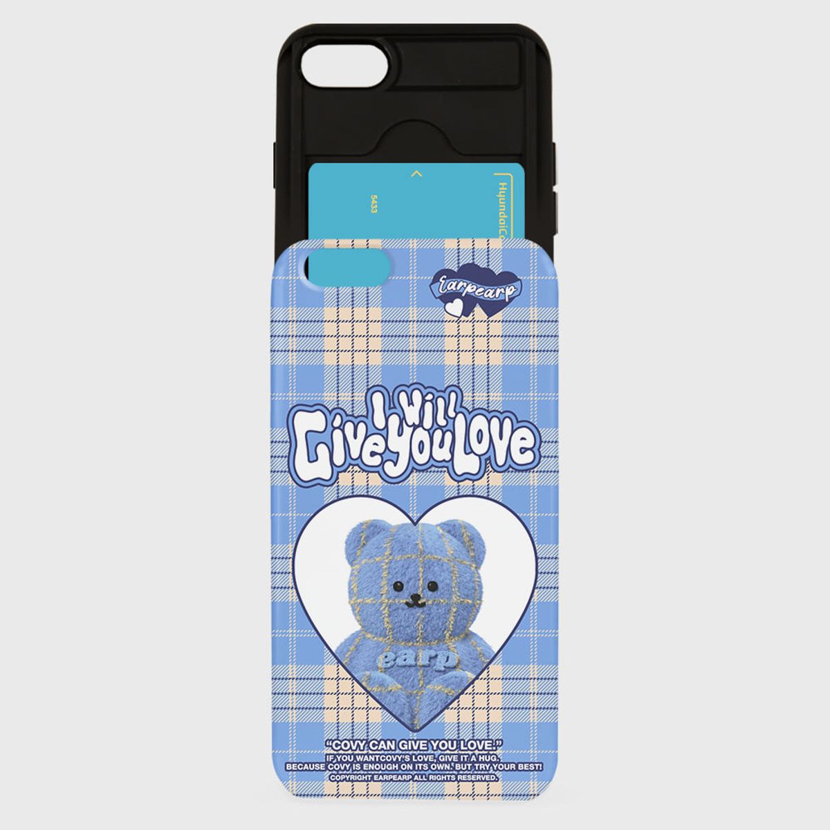 어프어프(EARPEARP) CHECK PATTERN LOVE BLUE FACO(슬라이드)