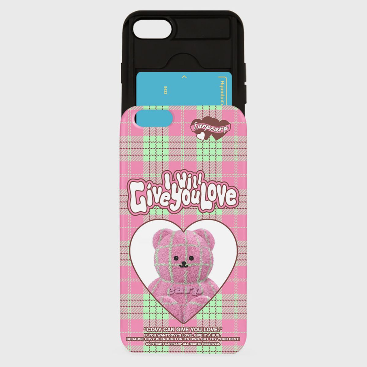 어프어프(EARPEARP) CHECK PATTERN LOVE PINK FACO(슬라이드)