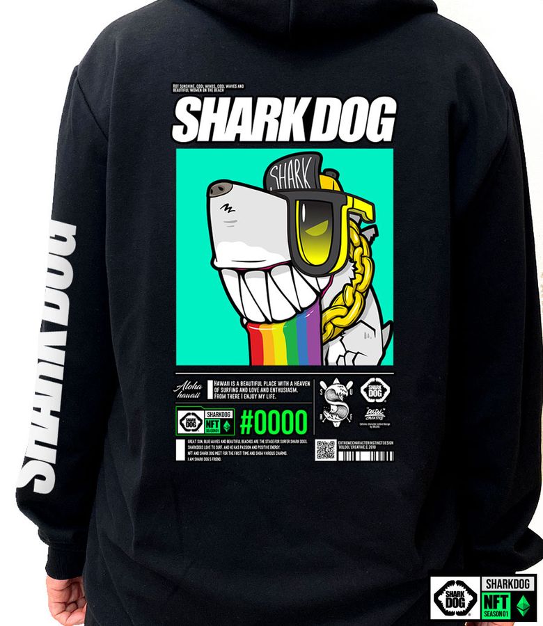 SHARK-DOG-HOODY-271 샤크독 서핑 하와이 NFT 캐릭터 그래픽 후드티 후디