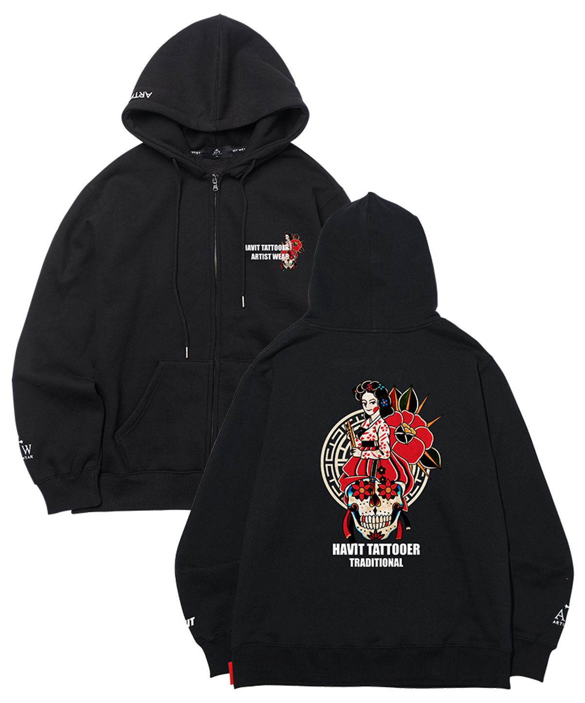 아티스트웨어(ARTISTWEAR) [ATW X HAVIT] 조선스컬 후드집업_BK