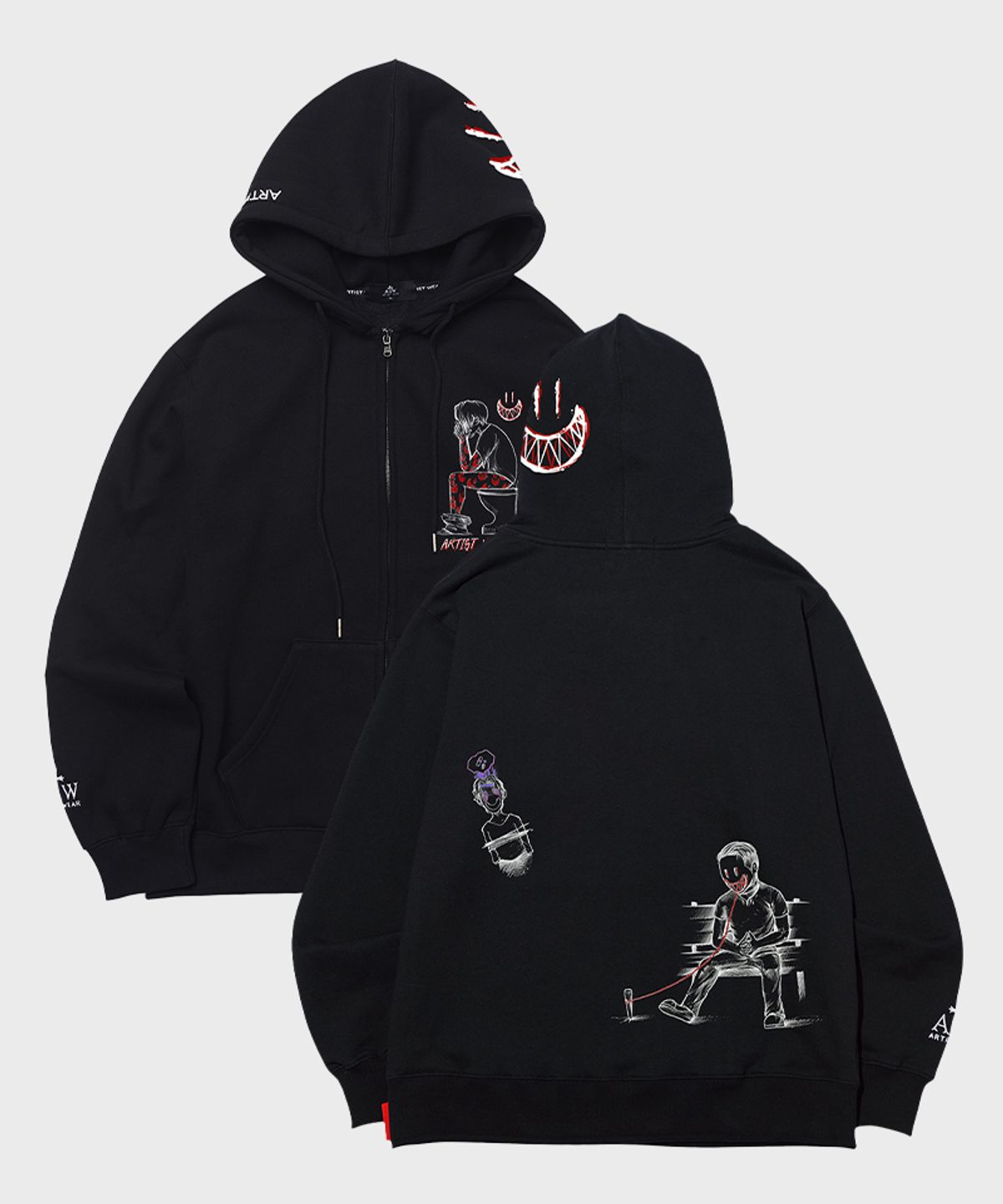 아티스트웨어(ARTISTWEAR) [ATW X TWOFACE] 스페이스아웃 후드집업_BK