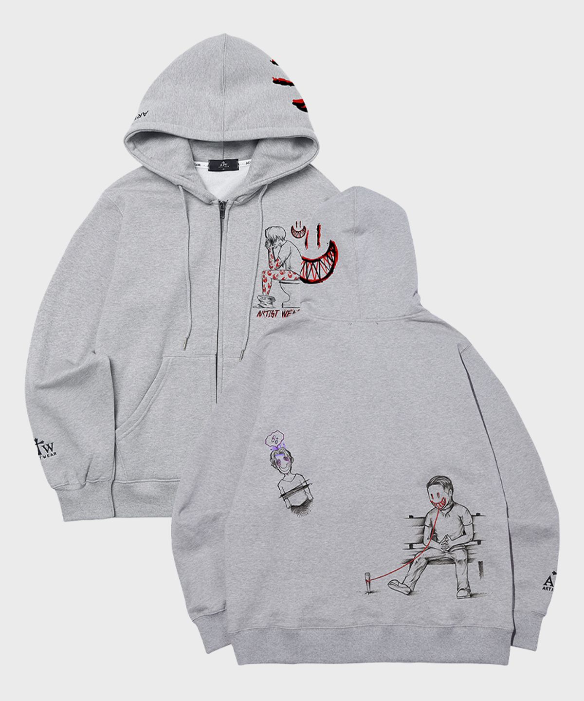 아티스트웨어(ARTISTWEAR) [ATW X TWOFACE] 스페이스아웃 후드집업_GY
