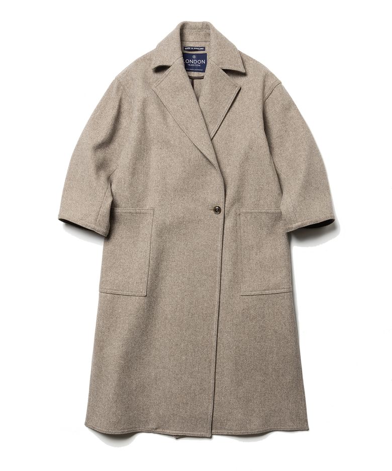 Slit Oversize Ladies Chester Coat - DK. Mushroom M228