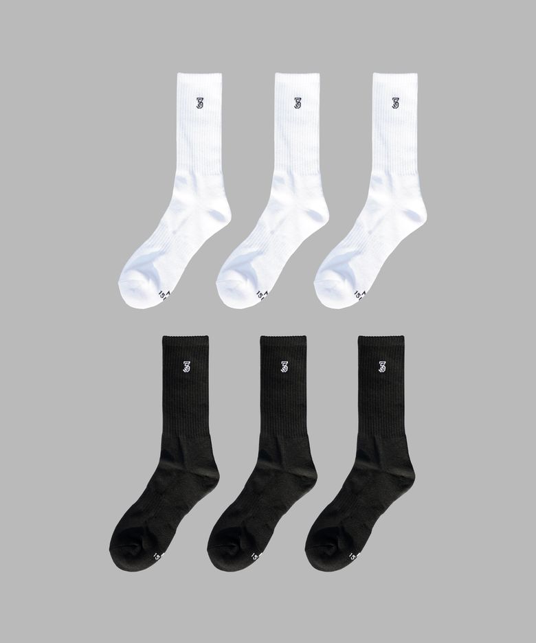 [3PACK] 1507 포멀 로고 크루 삭스- 스노우화이트/블랙