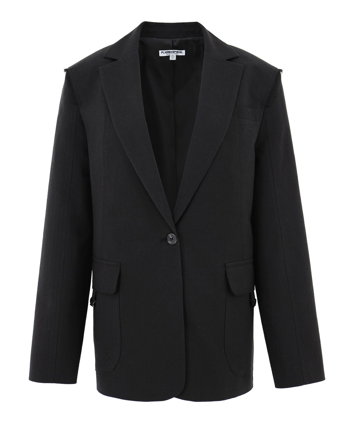 플라즈마스페어(PLASMA SPHERE) MESH JACKET IN BLACK(오버핏 싱글 블레이저)