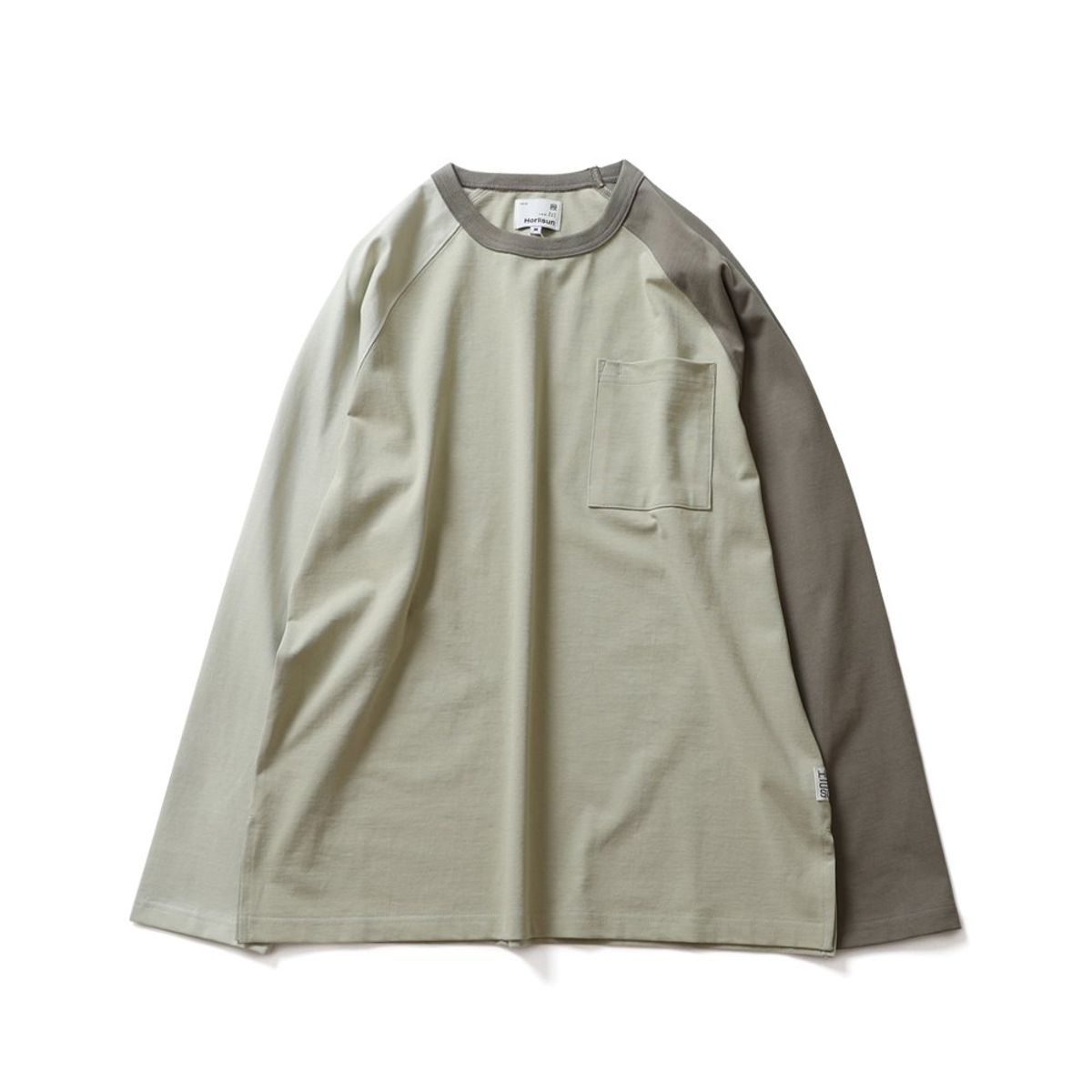 홀리선(HORLISUN) 21SS Fairview Raglan Color Variation Pocket T-shirts Green Olive