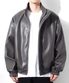LB Synthetic Leather Hidden Jacket (Charcoal)